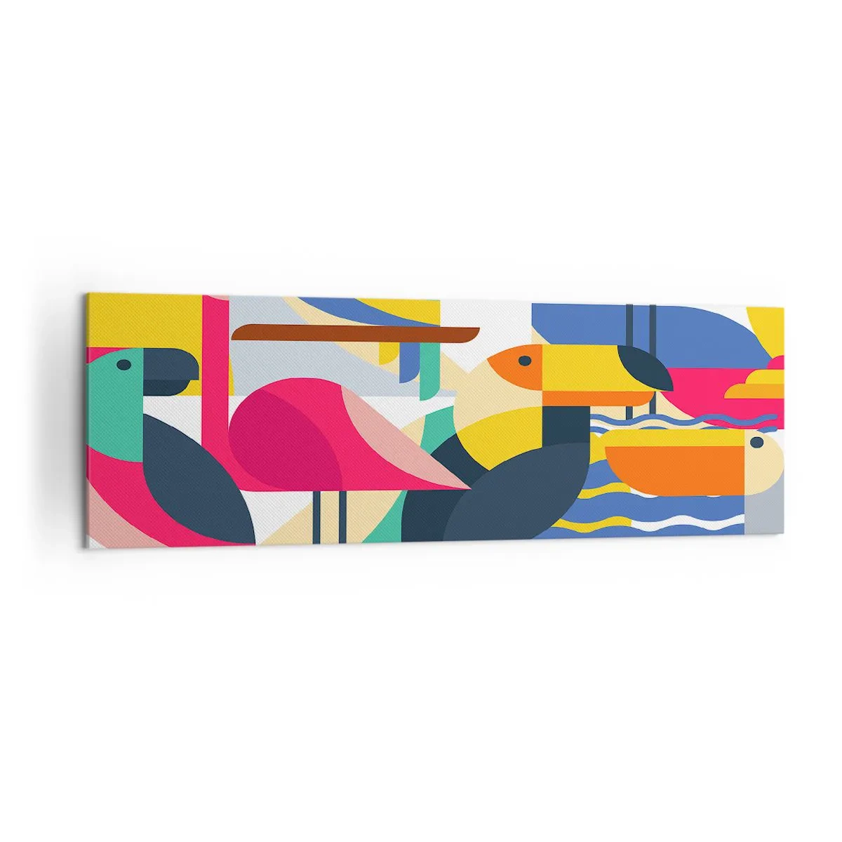 Lærredstryk - Billede på lærred - Fuglefest - 160x50 cm