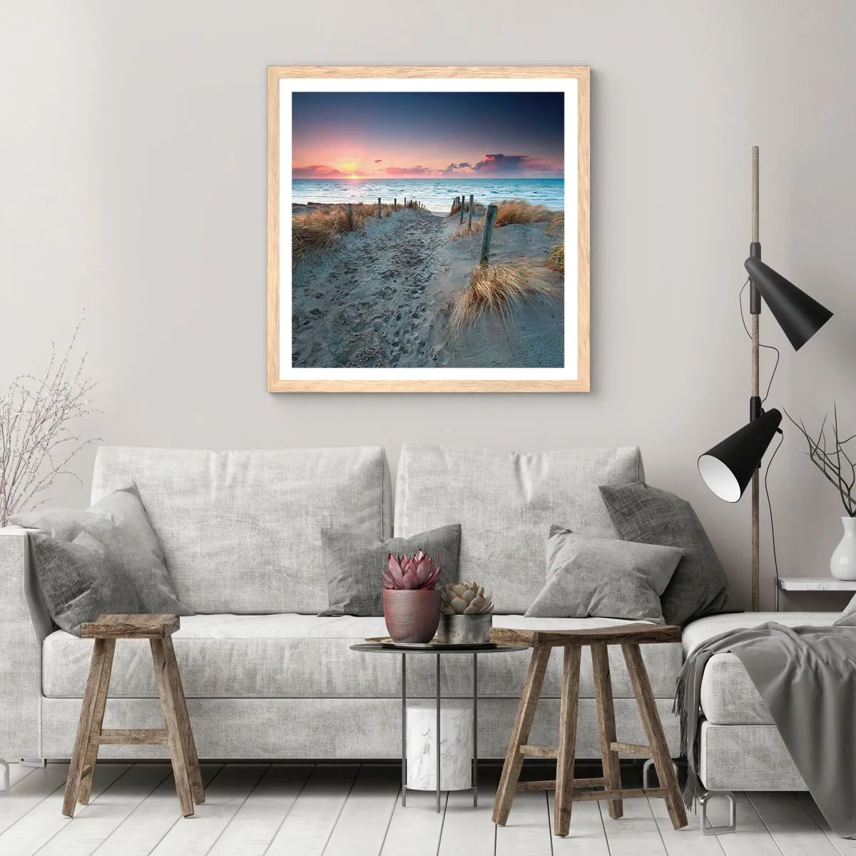 Plakat i ramme af lyst egetræ - Du har udgydt en regnbue af strålende pragt.... - 30x30 cm