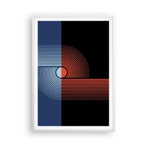 Plakat i hvid ramme - I en geometrisk omfavnelse - 70x100 cm