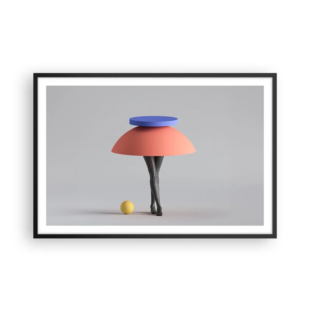 Plakat i sort ramme - Surrealistisk komposition - 91x61 cm