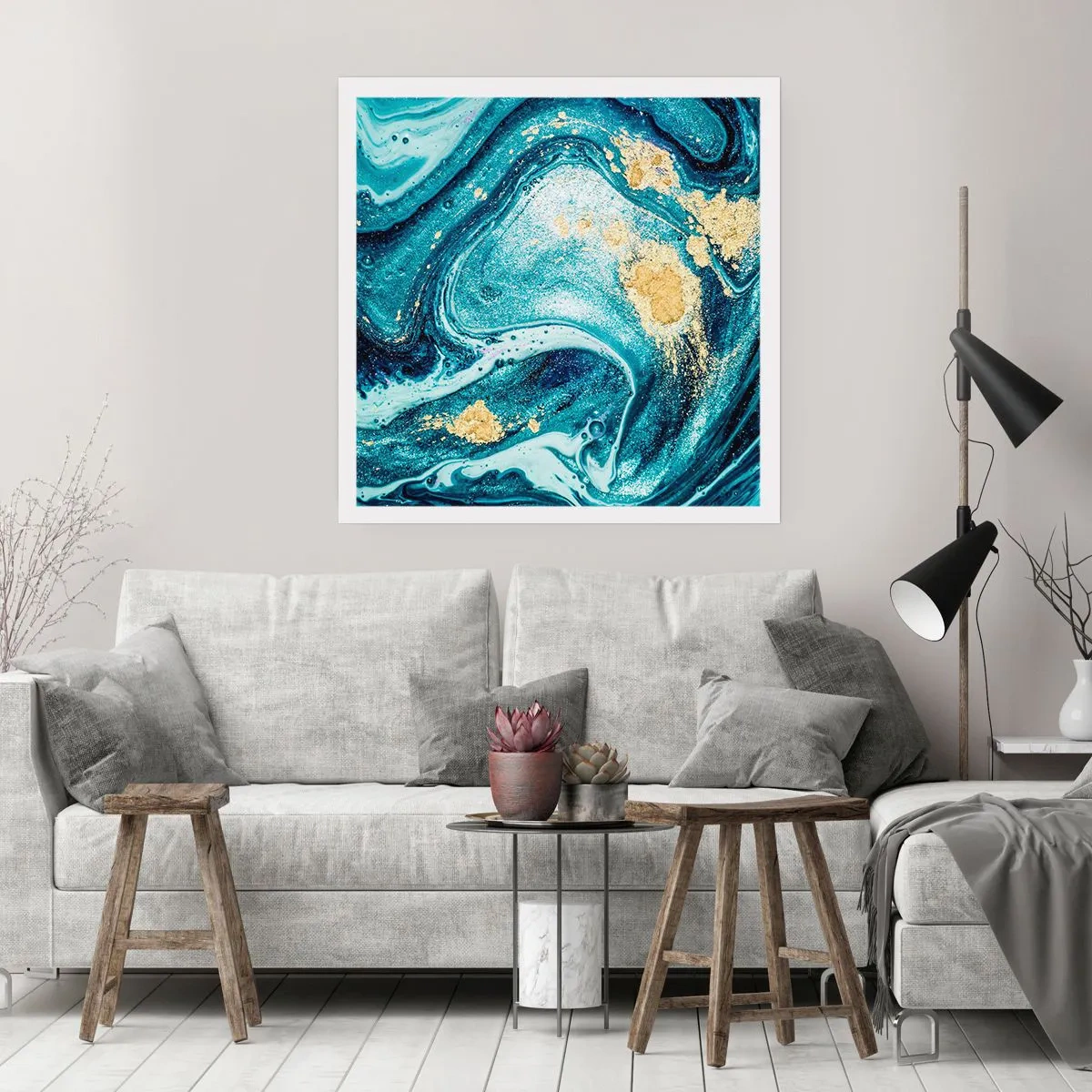 Plakat - Blå boblebad - 60x60 cm