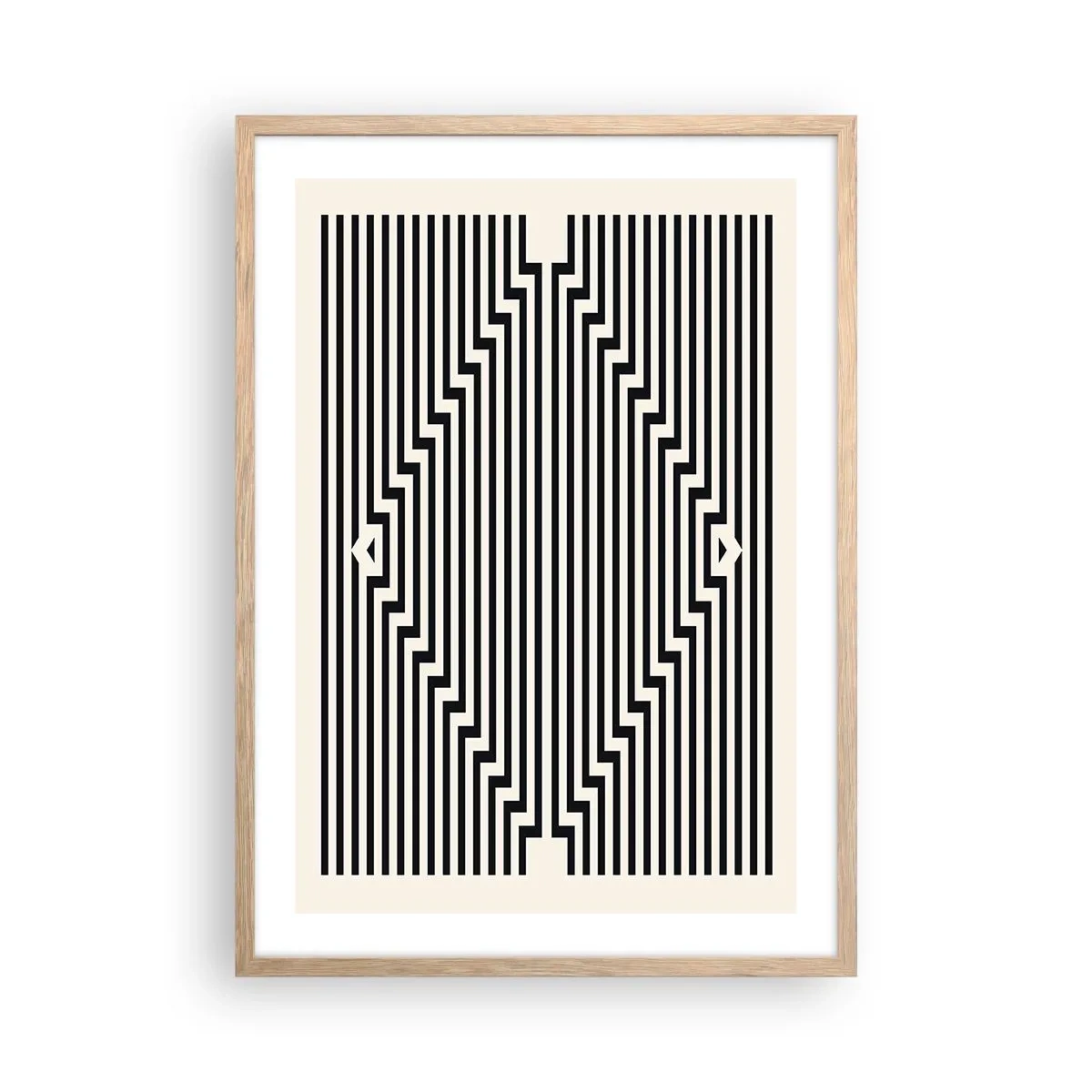 Plakat i ramme af lyst egetræ - Geometrisk illusion - 50x70 cm
