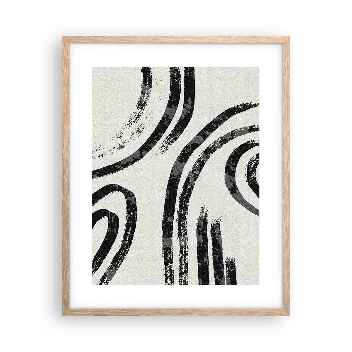 Plakat i ramme af lyst egetræ - Halvt stoppet - 40x50 cm