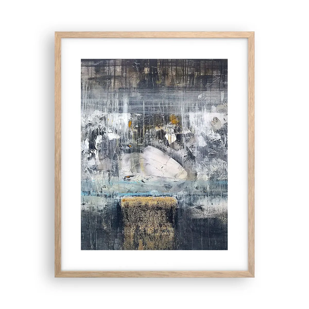 Plakat i ramme af lyst egetræ - Som på is, som på fortovet - 40x50 cm