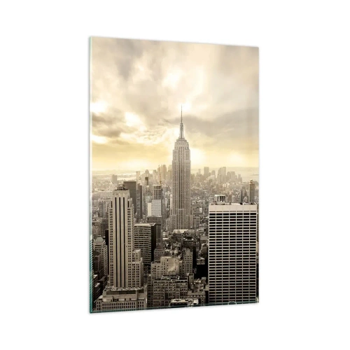 Billede på glas - New York vævet af grå - 80x120 cm