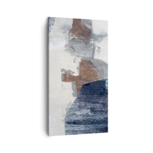 Lærredstryk - Billede på lærred - Blåbrune former - 45x80 cm