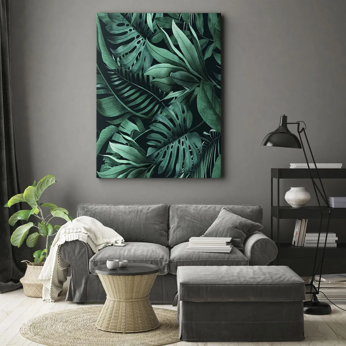 Lærredstryk - Billede på lærred - Dyb tropisk grøn - 55x100 cm