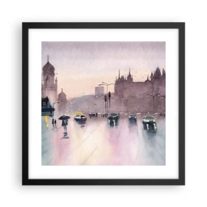 Plakat i sort ramme - I en regnfuld tåge - 40x40 cm