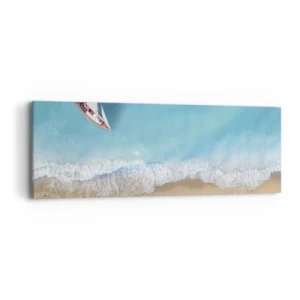 Lærredstryk - Billede på lærred - På grænsen mellem blå og guld - 90x30 cm