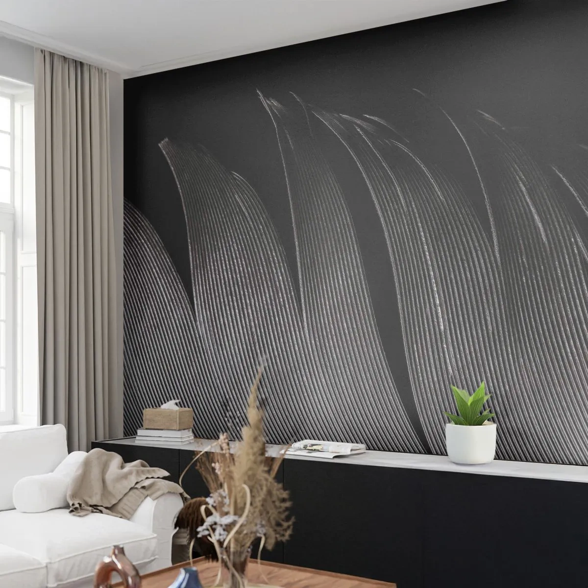 Fototapet Standard Eco - Fjer - en vidunderlig konstruktion - Pen, Minimalisme, Lethed - 350x256 cm