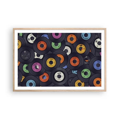 Plakat i ramme af lyst egetræ - Farver fra klassikerne - 91x61 cm
