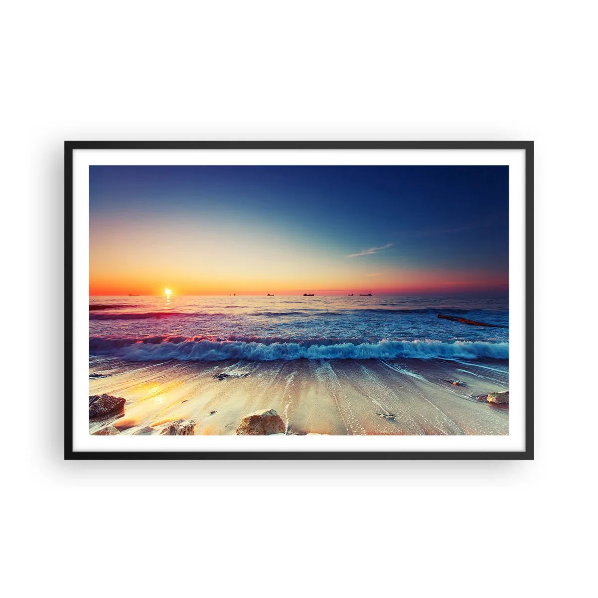 Plakat i sort ramme - Og hvad er der bag horisonten? - 91x61 cm