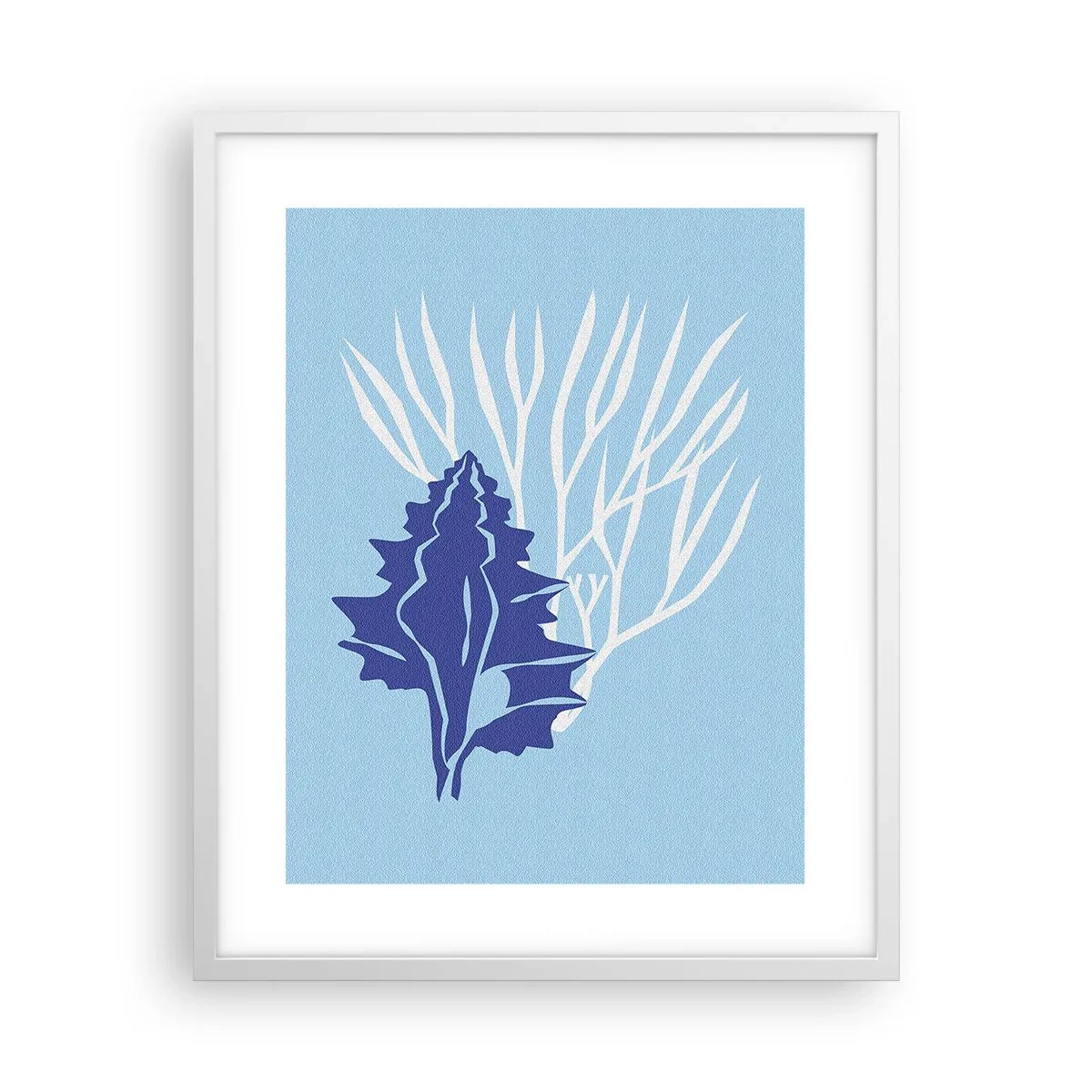 Plakat i hvid ramme - Bladformede former - 40x50 cm