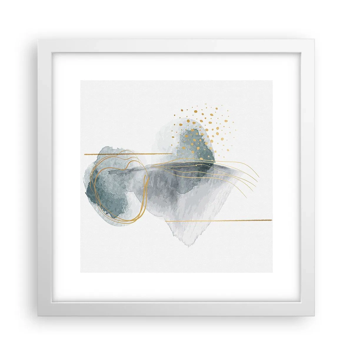 Plakat i hvid ramme - Om forholdet mellem grå og guld - 30x30 cm