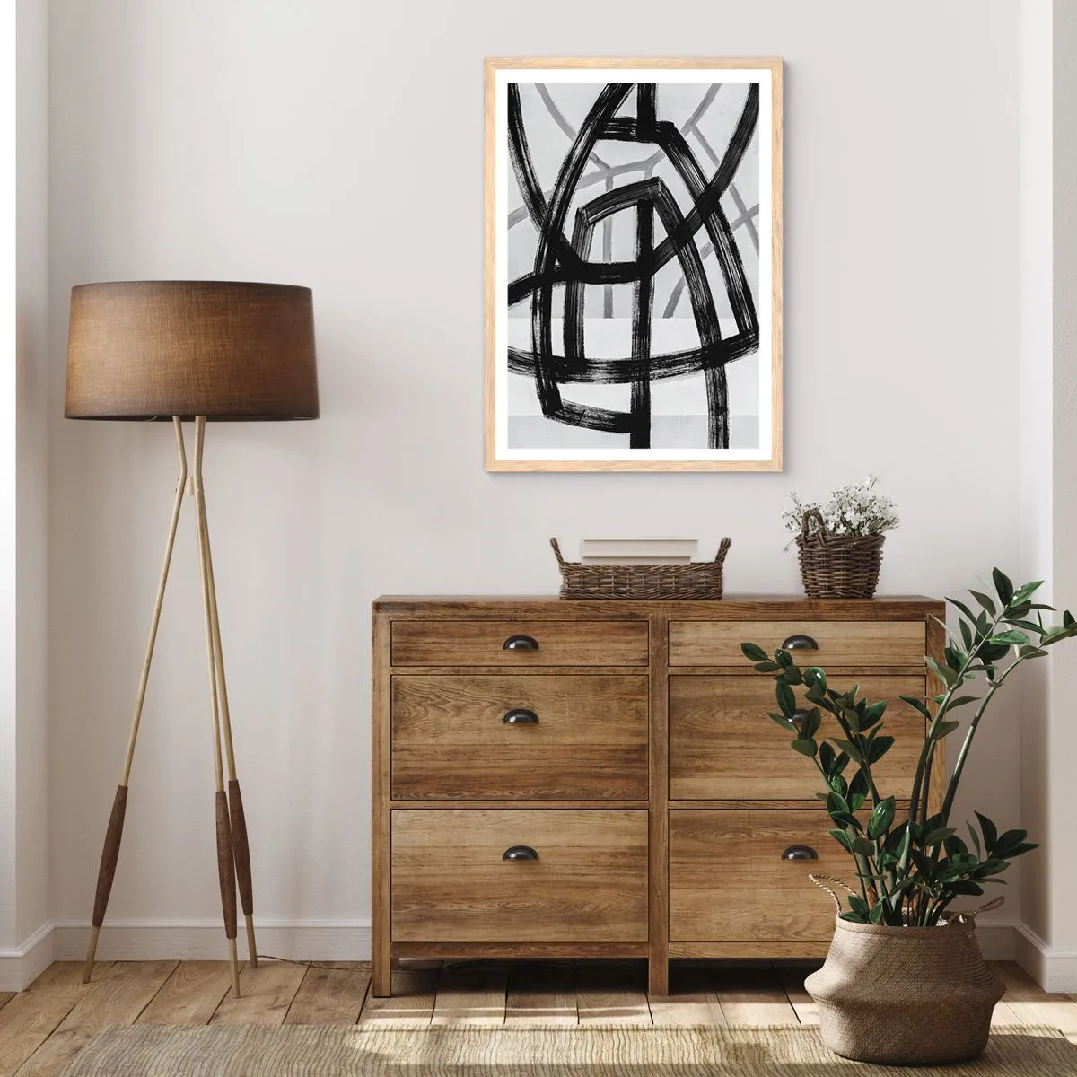 Plakat i ramme af lyst egetræ - Opbygning af dybde - 40x50 cm