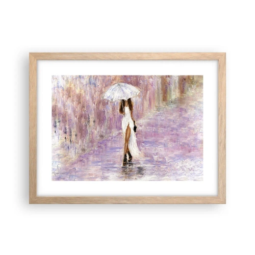 Plakat i ramme af lyst egetræ - I den syrenrøde regn - 40x30 cm