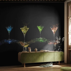Fototapet Premium Canvas - Glædens farver i krystalglas - Gastronomi, Cocktail, Farverig drink - 100x70 cm
