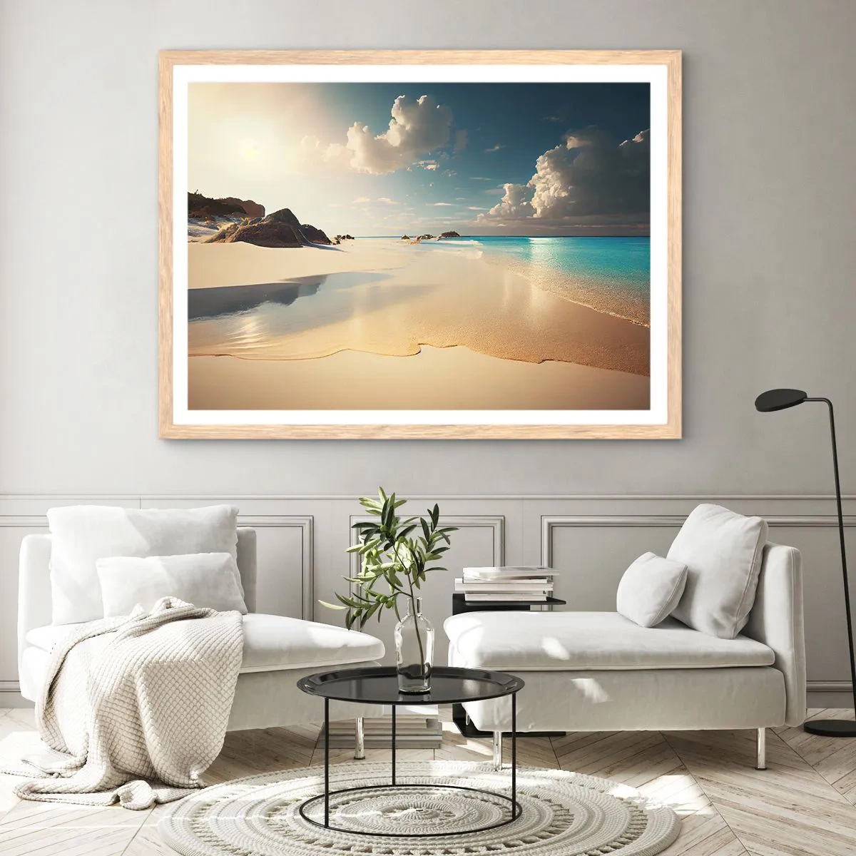 Plakat i ramme af lyst egetræ - En drømmeagtig dag - 91x61 cm