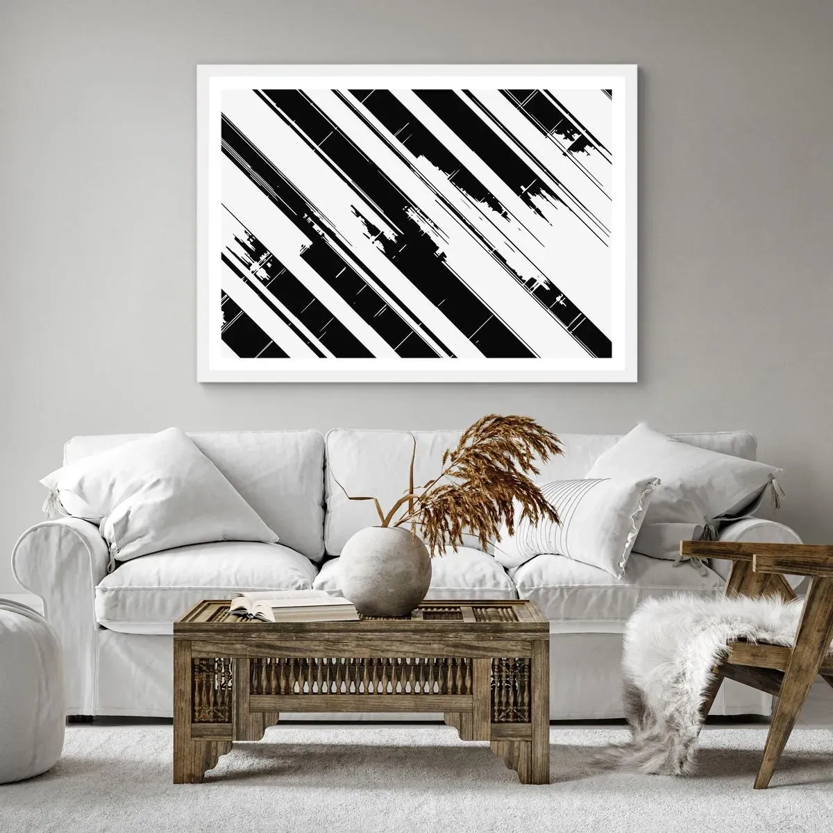 Plakat i hvid ramme - Intens og dynamisk komposition - 70x50 cm