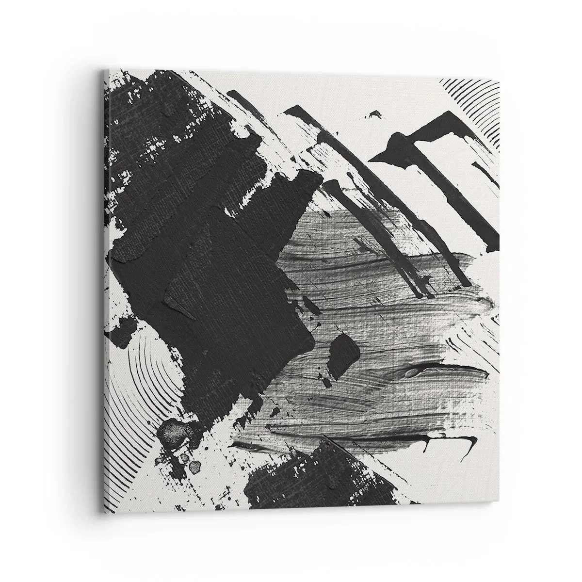 Lærredstryk - Billede på lærred - Abstraktion - det sortes udtryk - 70x70 cm