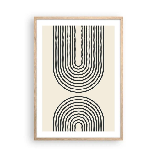 Plakat i ramme af lyst egetræ - Kommer snart... - 50x70 cm