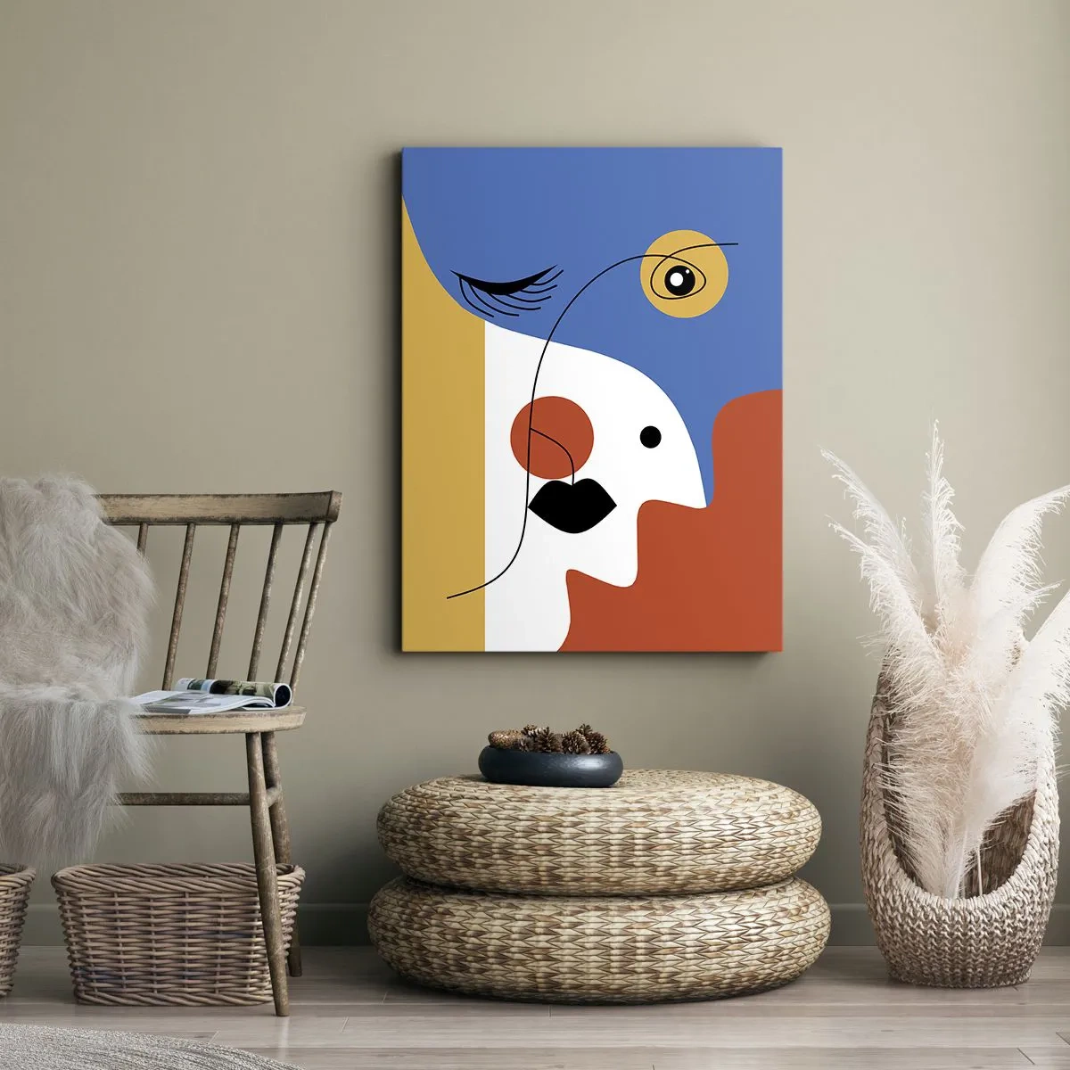 Lærredstryk - Billede på lærred - Dekonstrueret portræt - 80x120 cm