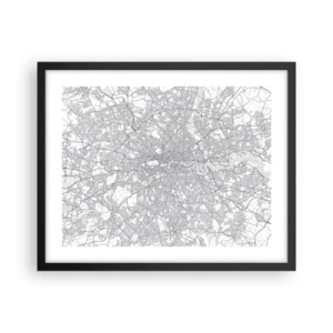 Plakat i sort ramme - Kort over Londons labyrint - 50x40 cm