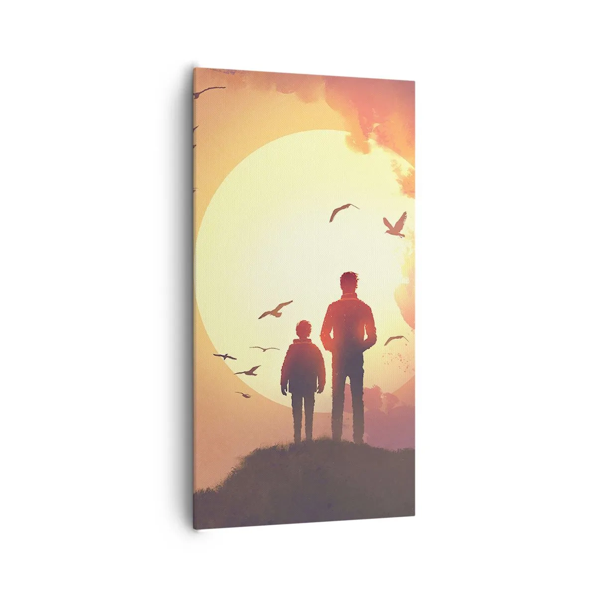 Lærredstryk - Billede på lærred - Ansigt til ansigt med solen - 65x120 cm