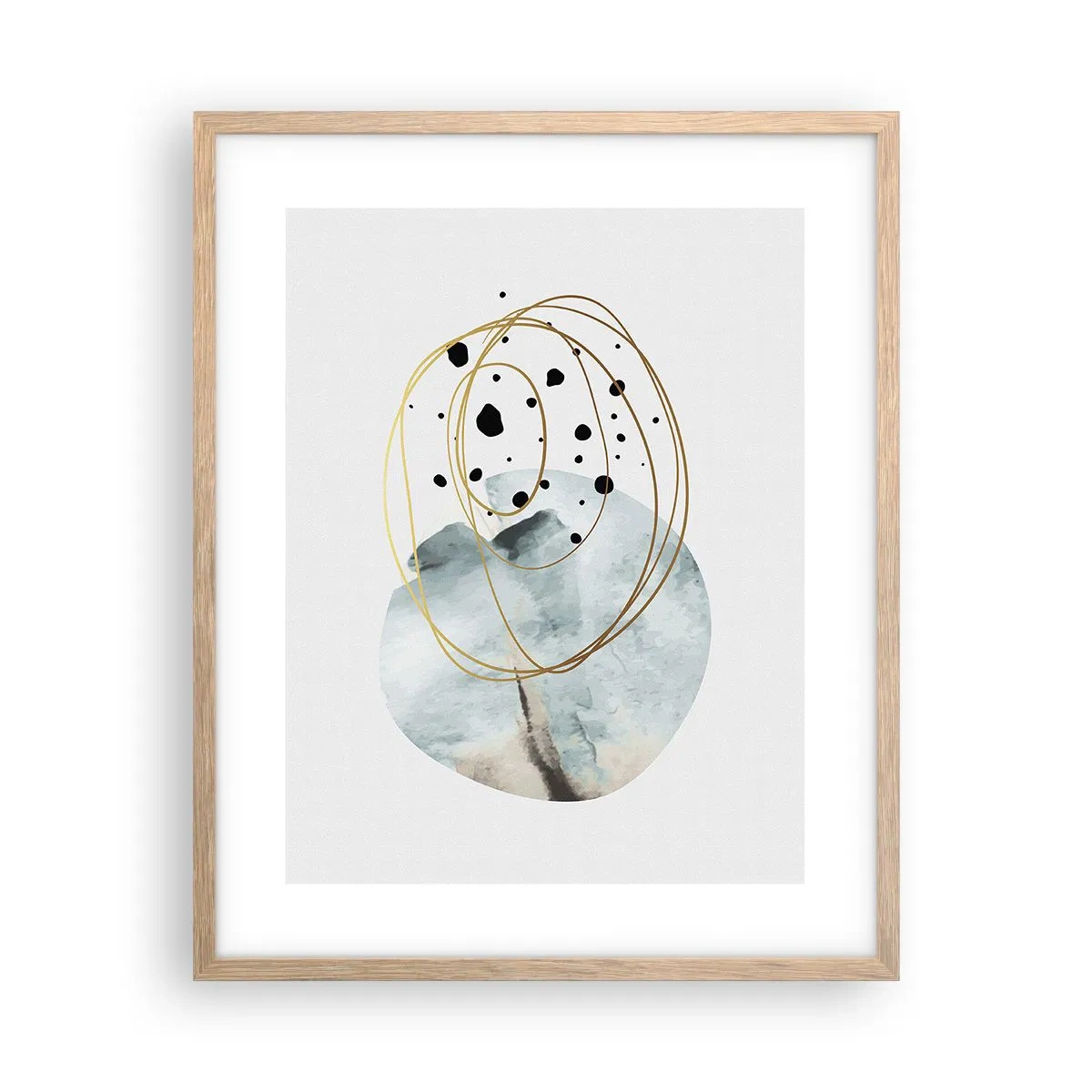 Plakat i ramme af lyst egetræ - I rummets favntag - 40x50 cm