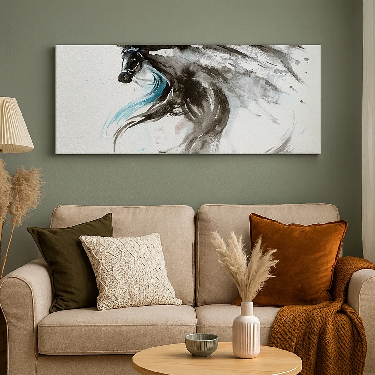 Lærredstryk - Billede på lærred - Den sorte prins' galop - 30x30 cm