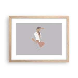 Plakat i ramme af lyst egetræ - Omrids af nåde - 40x30 cm