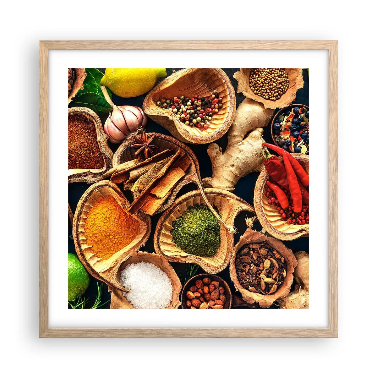 Plakat i ramme af lyst egetræ - Tag, hvad du vil have - 50x50 cm