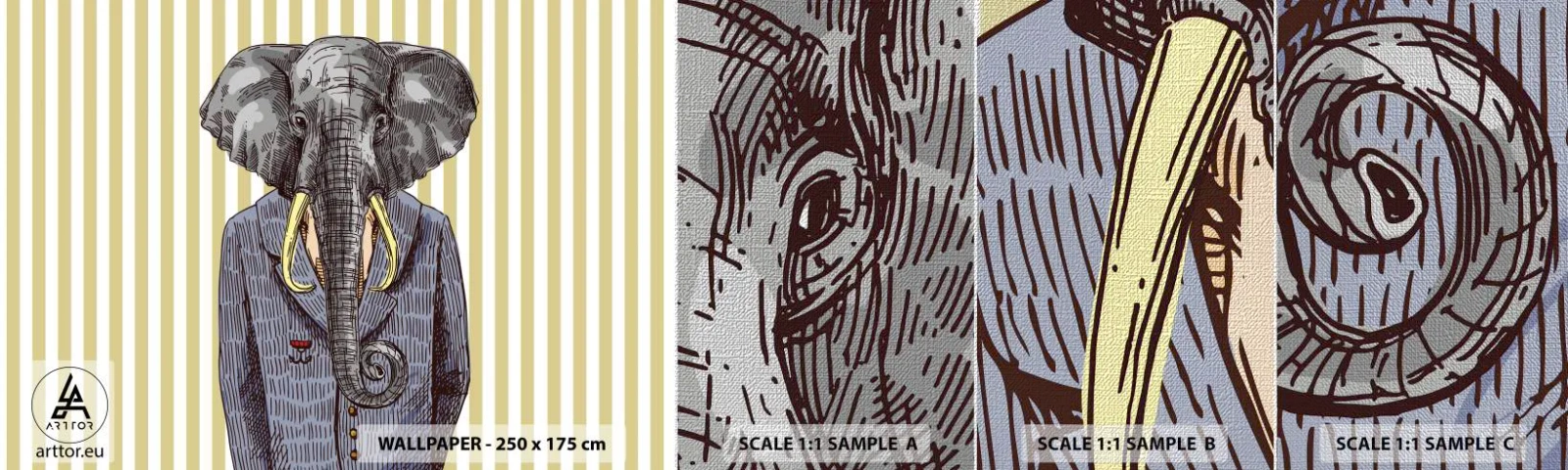 Prøve Fototapet Premium Canvas - Elegant af natur - Abstraktion, Elefant, Portræt - 100x30 cm