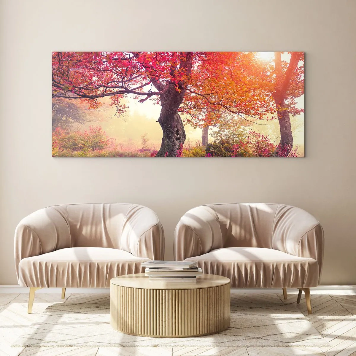 Billede på glas - Et væld af blomstring - 120x50 cm