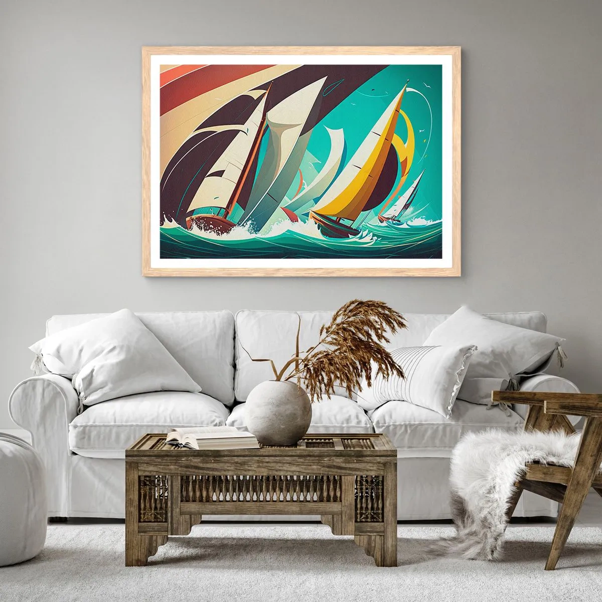 Plakat i ramme af lyst egetræ - Tæt på og personligt med elementerne - 40x30 cm