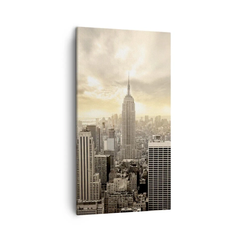 Lærredstryk - Billede på lærred - New York vævet af grå - 45x80 cm