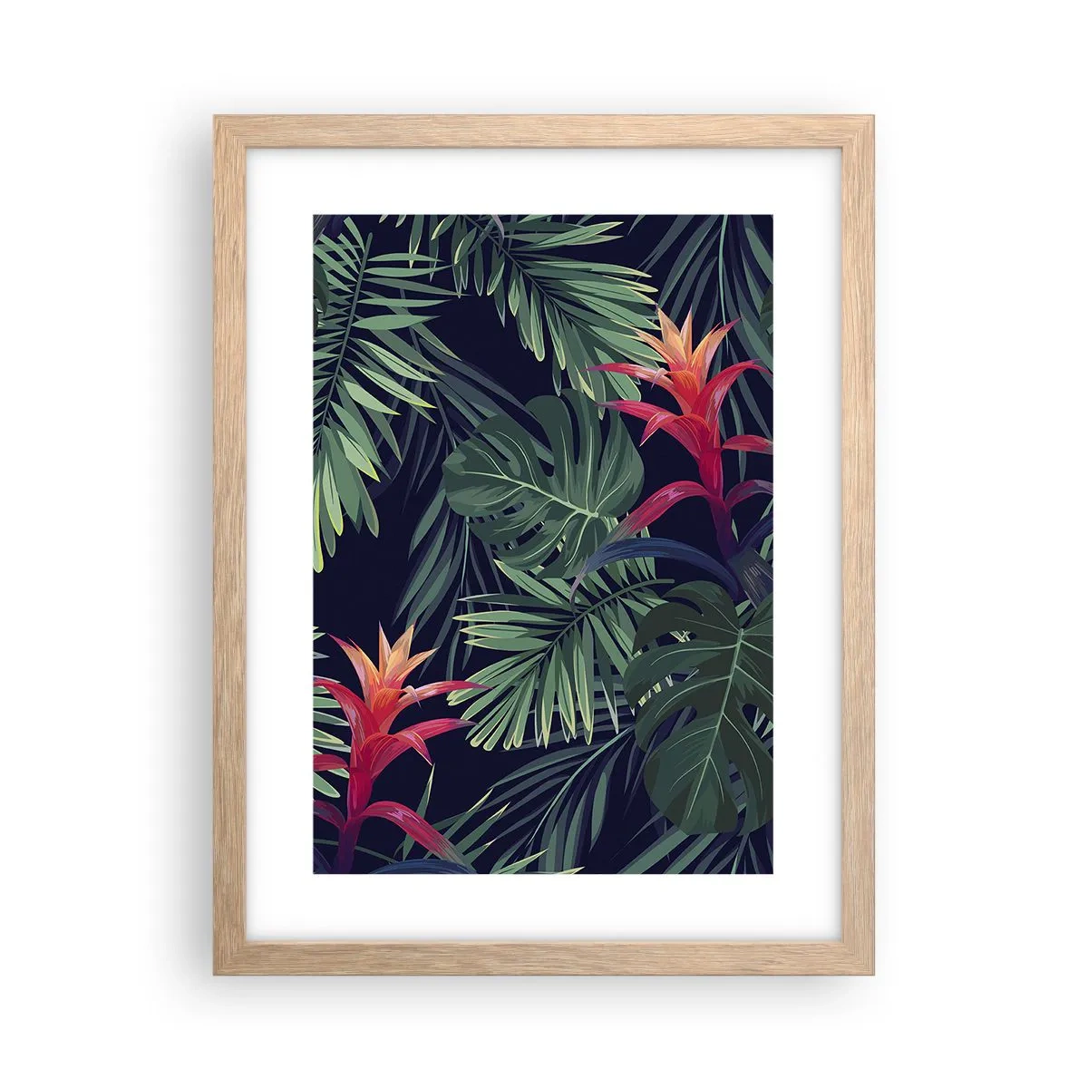Plakat i ramme af lyst egetræ - Brænd i grønt - 30x40 cm