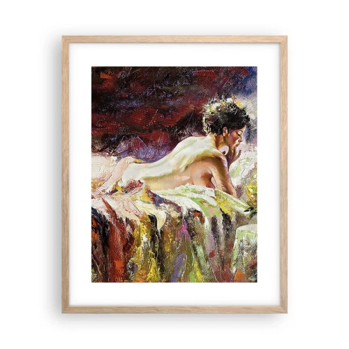 Plakat i ramme af lyst egetræ - Eftertænksom Venus - 40x50 cm