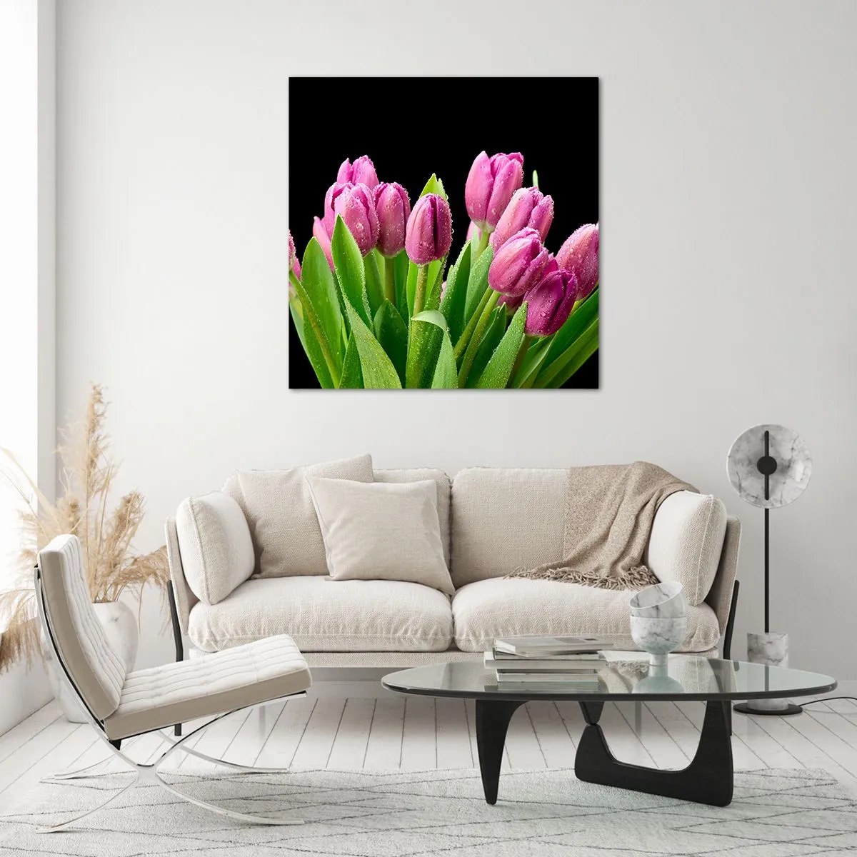 Billede på glas - Forårets lilla glæde - 70x70 cm