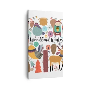 Lærredstryk - Billede på lærred - En eventyrlig jul i skoven - 45x80 cm