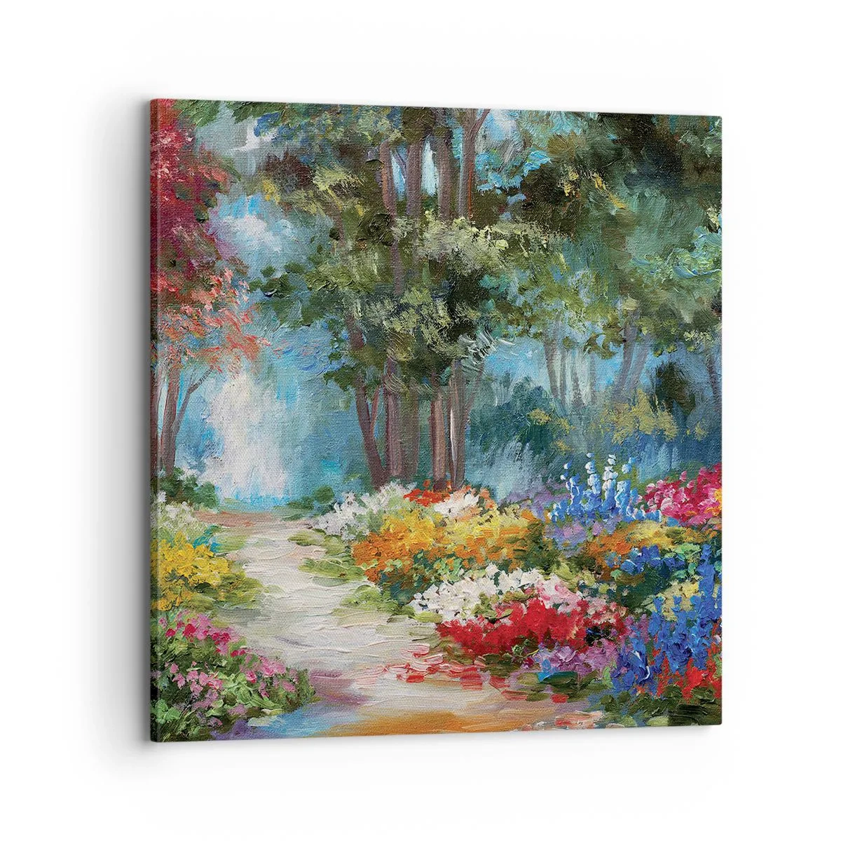 Lærredstryk - Billede på lærred - Skovhave, blomsterskov - 70x70 cm