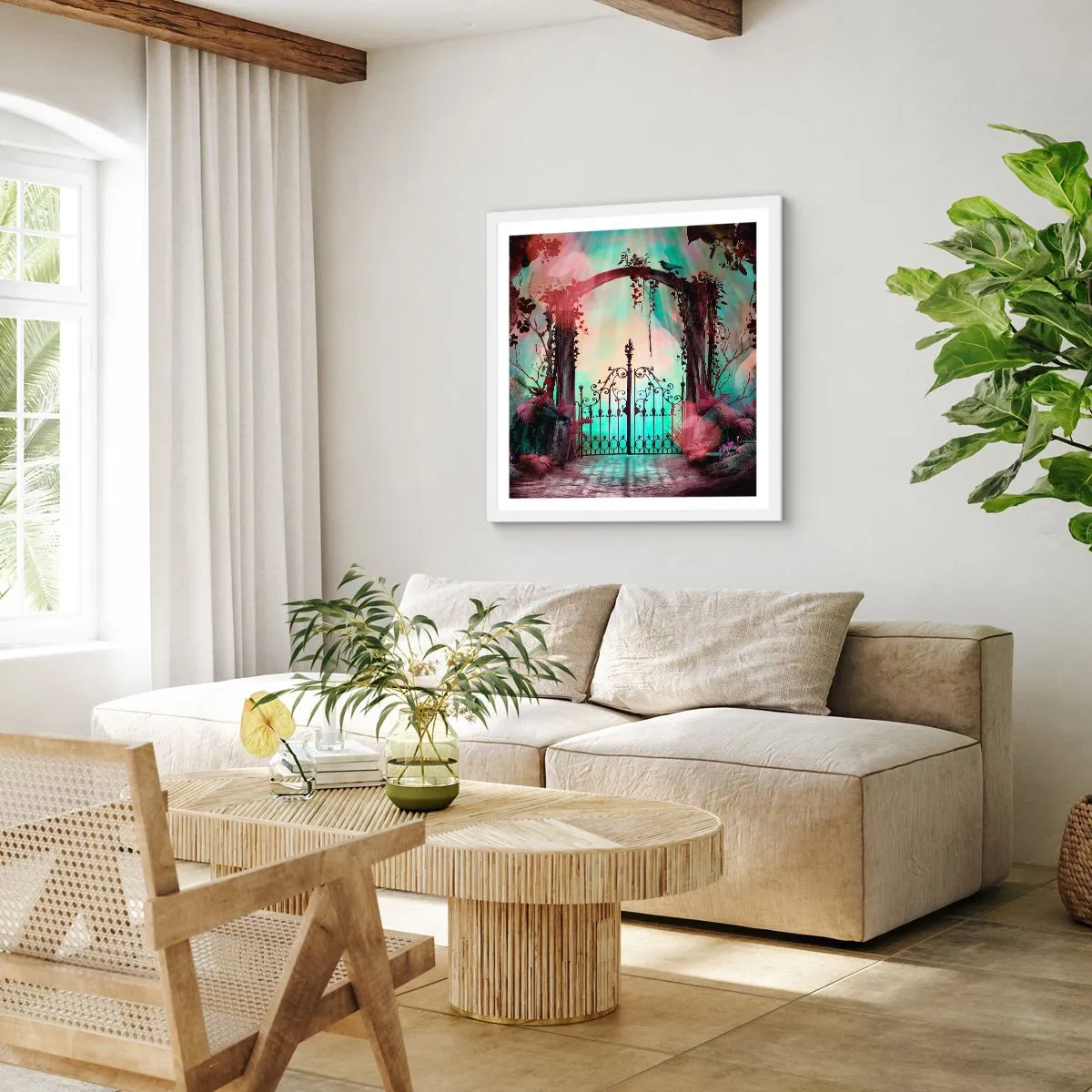 Plakat i hvid ramme - Hemmelig have - 30x30 cm