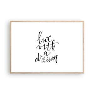 Plakat i ramme af lyst egetræ - Of course - 100x70 cm