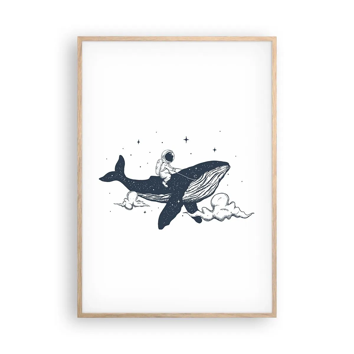 Plakat i ramme af lyst egetræ - Et kosmisk eventyr - 70x100 cm