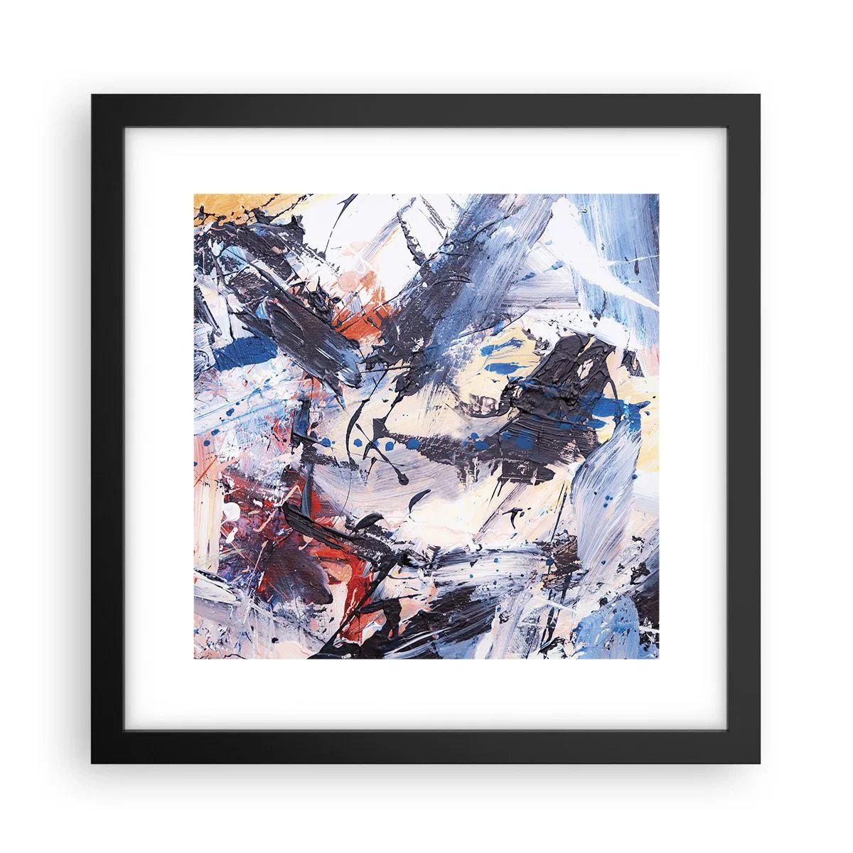 Plakat i sort ramme - Abstraktionens vanvittige dans - 30x30 cm