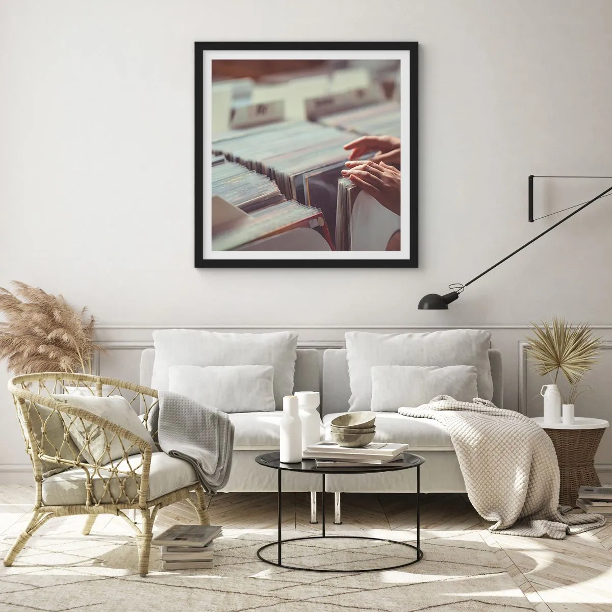 Plakat i sort ramme - På jagt efter følelser - 60x60 cm