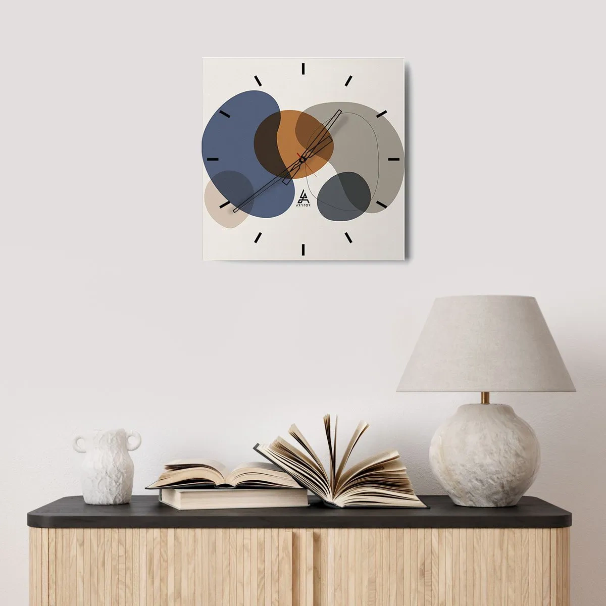 Vægur, Uret - Dråber af farve - 30x30 cm