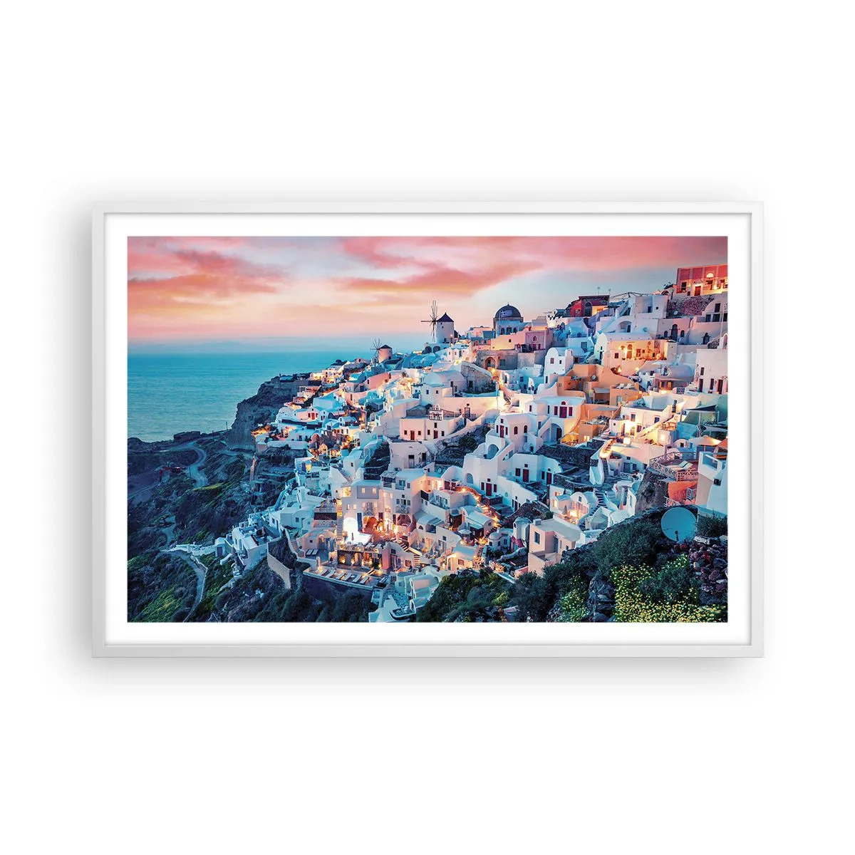 Plakat i hvid ramme - Din store græske ferie - 91x61 cm