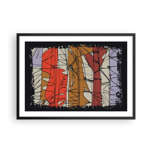 Plakat i sort ramme - Spontan komposition - 70x50 cm