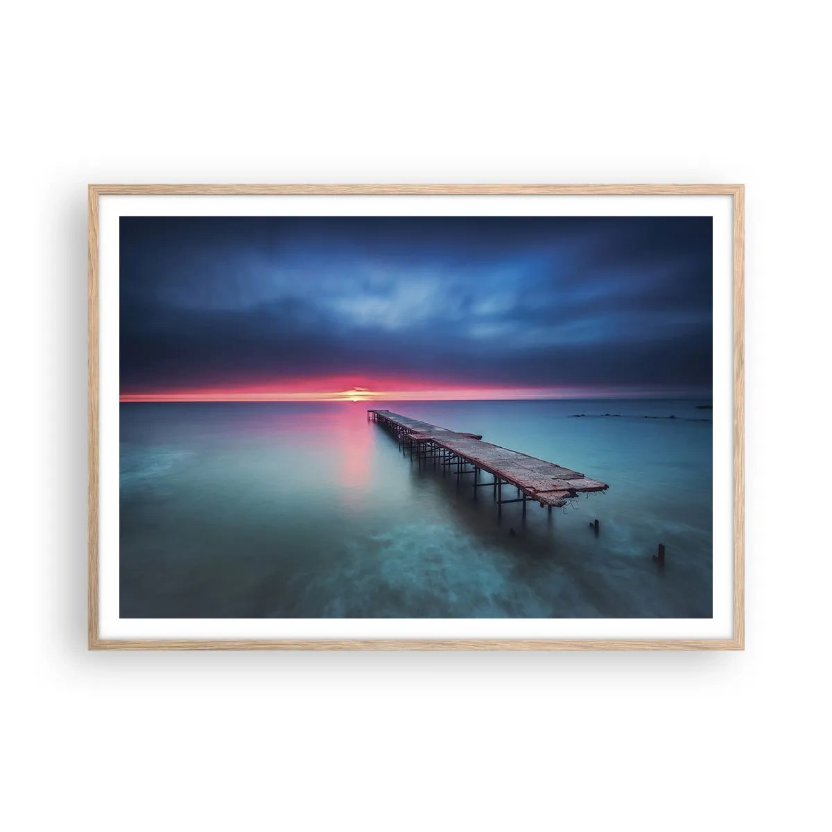 Plakat i ramme af lyst egetræ - Mellem himmel og jord - 100x70 cm